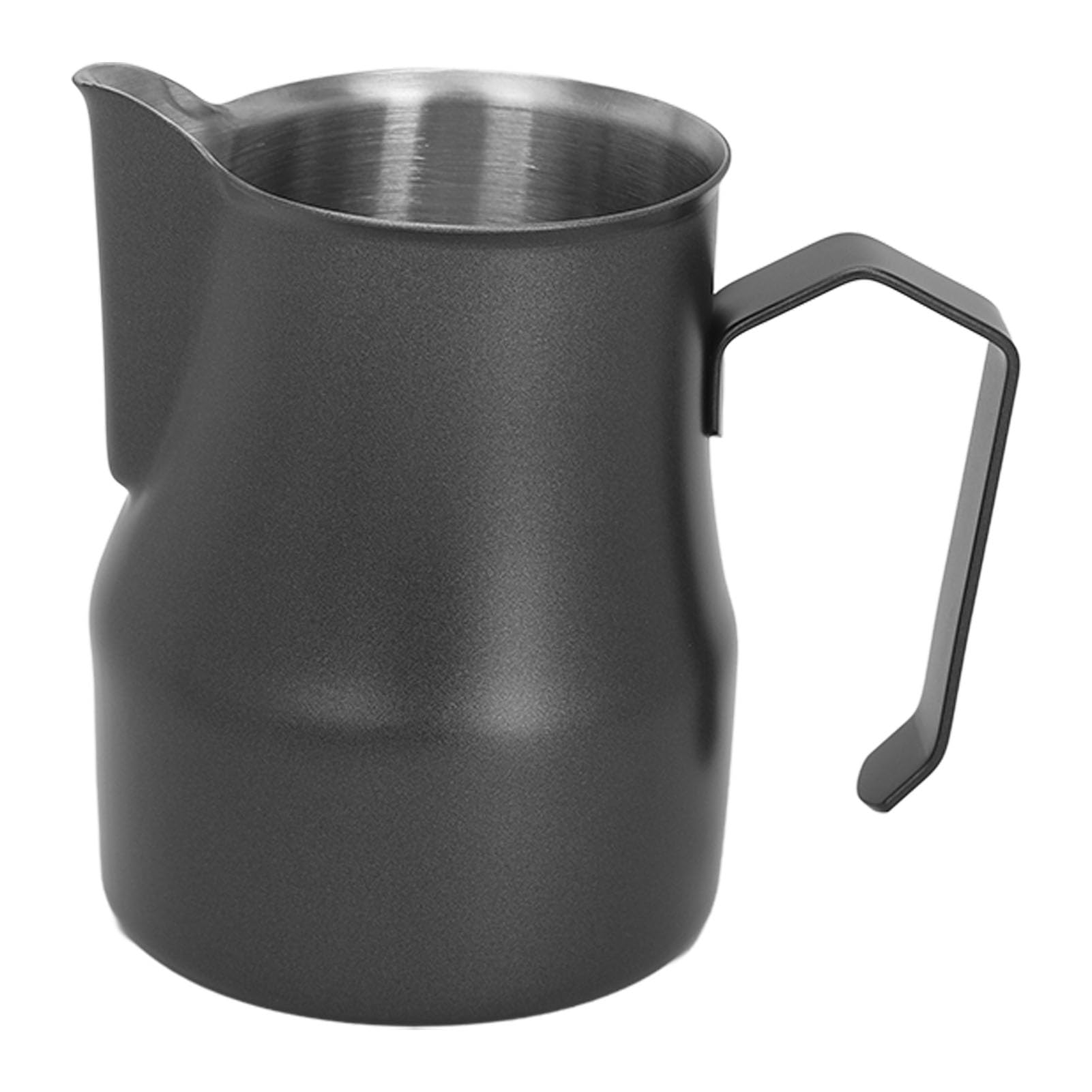 MOUMOUTEN Milk Frothing Pitcher, Coffee Milk Cup, Coffee Steaming Pitcher, Stainless Steel Milk Frothing Pitcher, Milk Jug Cup, Milk Frother Cup, Olecranon Type Outlet(Black-450ML)