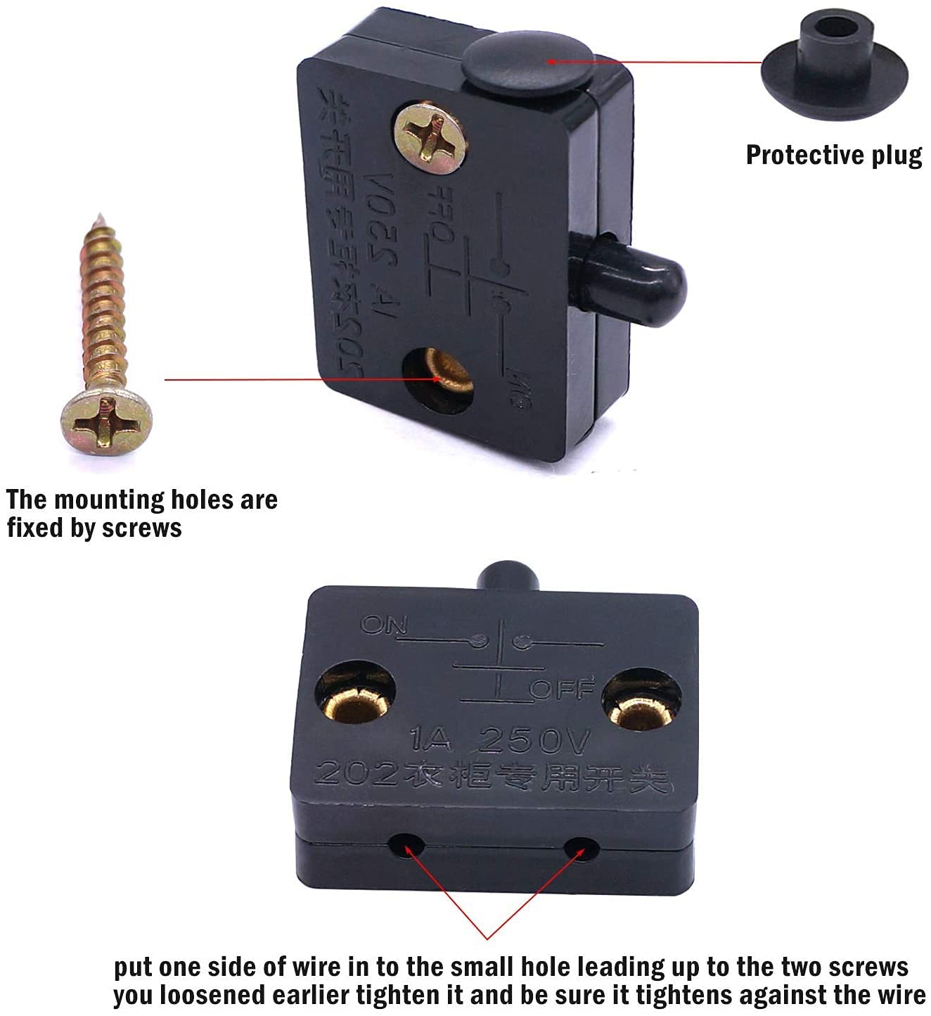 2 piezas negro armario lámpara interruptor táctil armario interruptor automático puerta cajones apertura en cierre puerta para 12 V 24 V 110 V (color: Svart)