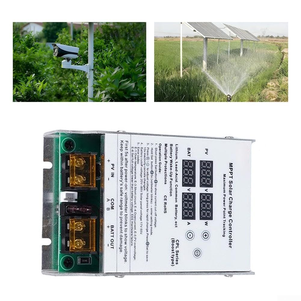 MPPT Solar Laderegler Mit Boost-Funktion, 600W Spannungswandler Für 24V 36V 48V 60V 72V Batterien, Eingangsleistung 17-55V, Aluminiumgehäuse Für Elektrofahrzeuge Für Wohnmobil Energiespeicher, Weiß