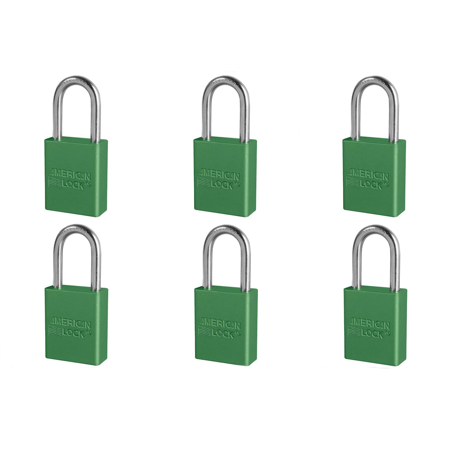 6 Pack American Lock Padlock With 1 1/2" Solid Aluminum Body 1 1/2" Shackle