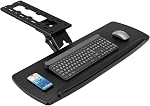 AX WABER Keyboard Tray Under Desk with Storage Drawer, Height Adjustable Keyboard Tray Slide Out 360° Swivel Tilt, Ergonomic Under Desk Mount Keyboard & Mouse Holder for Gaming Home Office, 28''x11''
