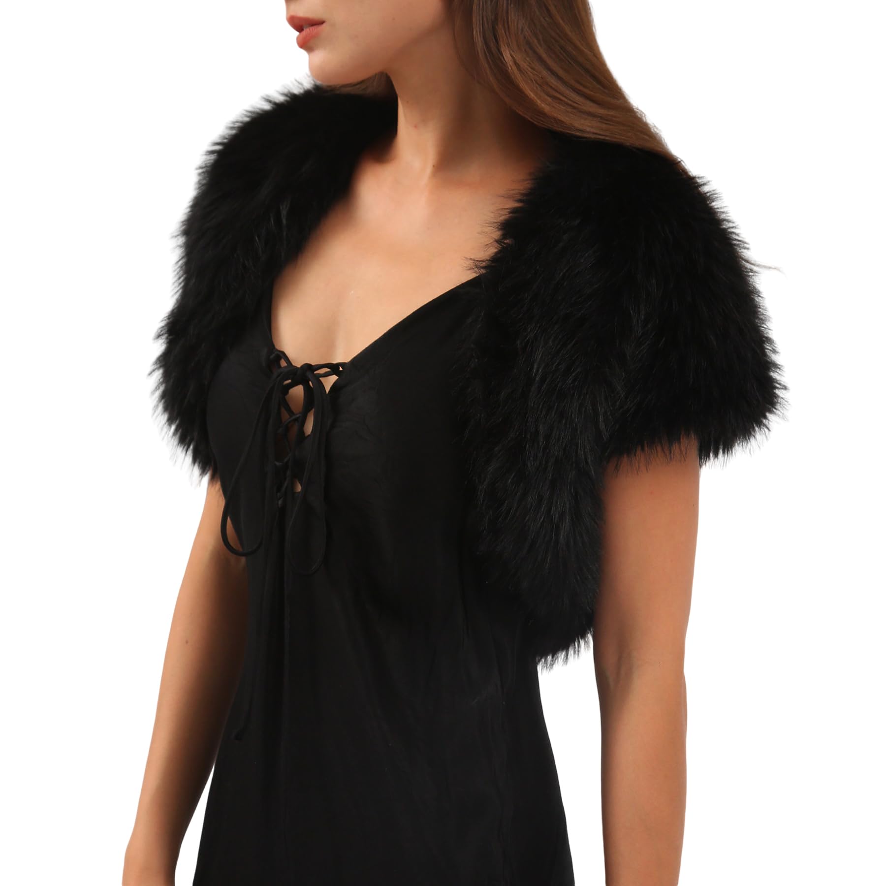 Amazhiyu Fell Brautjacke Kurz Braut Jacke Kunstpelz Bolero Kurzarm Damen