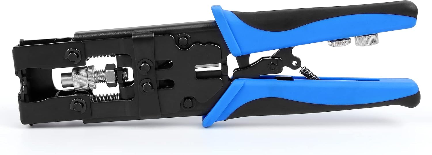 Knoweasy 3-in-1 Coax Cable Crimper - Multifunctional Compression Tool for BNC, RCA, F Connectors - Adjustable Deluxe Design for RG58, RG59, RG6 - Universal Wire Cutter