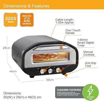 Blackmoor Indoor Electric Pizza Oven, 12inch Pizza Stone, Homecooked Pizza