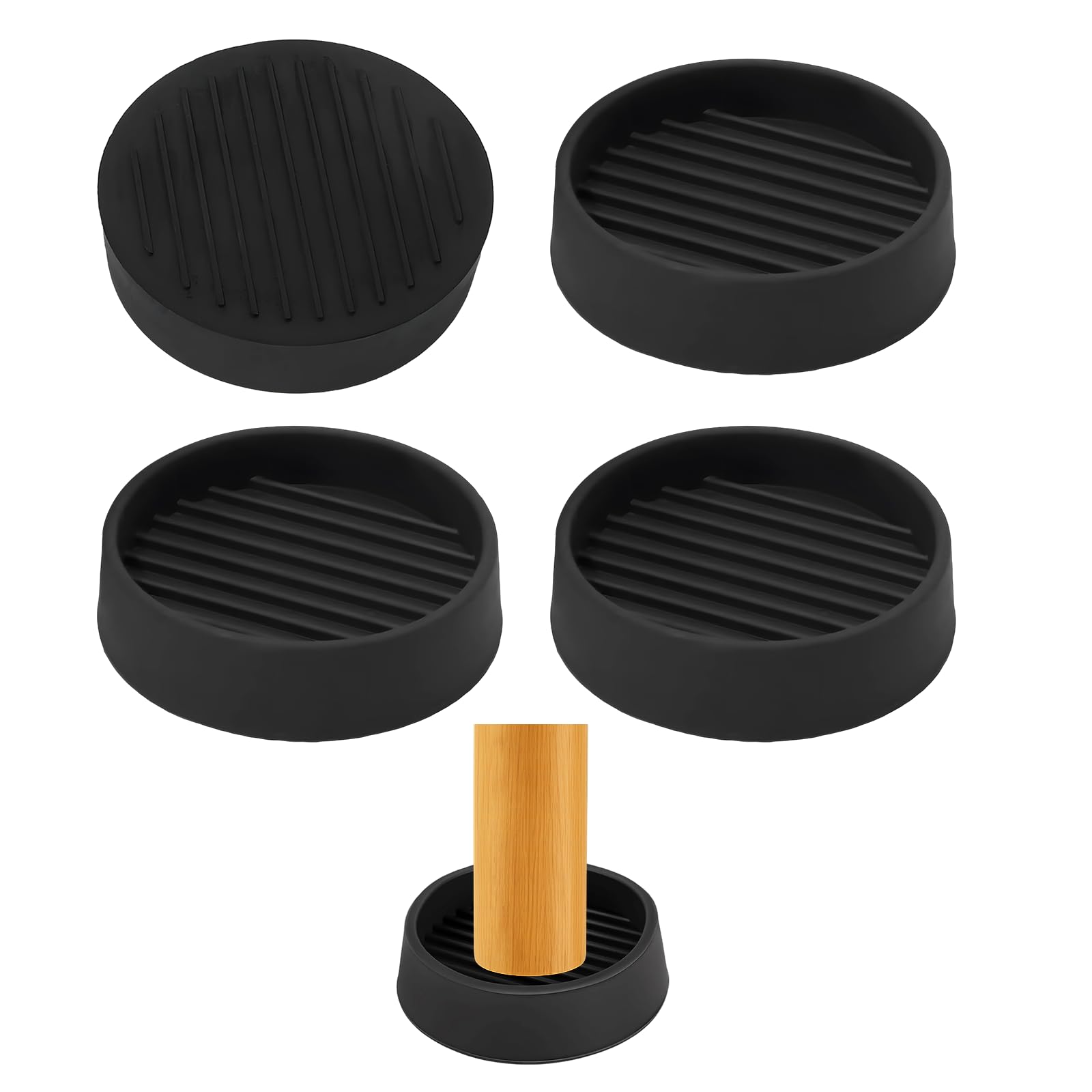 2X2 Inch Round Rubber Caster Cups?Anti-Slip Furniture Pads?Non-Slip Floor Protectors for Sofas, Beds,Chairs and Tables - Suitable for Various Flooring Types.(Black,4 Pack)