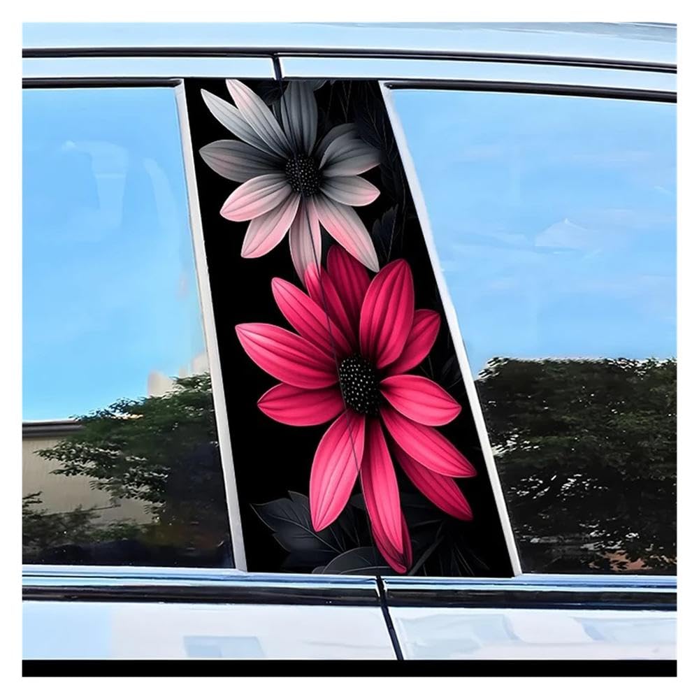 Dabhuoc One Color Car Parts 2Pcs Car Center Column Decal Flowers Pattern Scratch Resistant Film