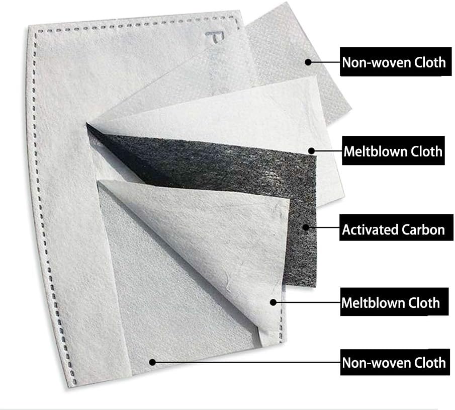 50 Pcs PM 2.5 Activated Carbon Filter Insert,5-Layers Filters by Amy Ge