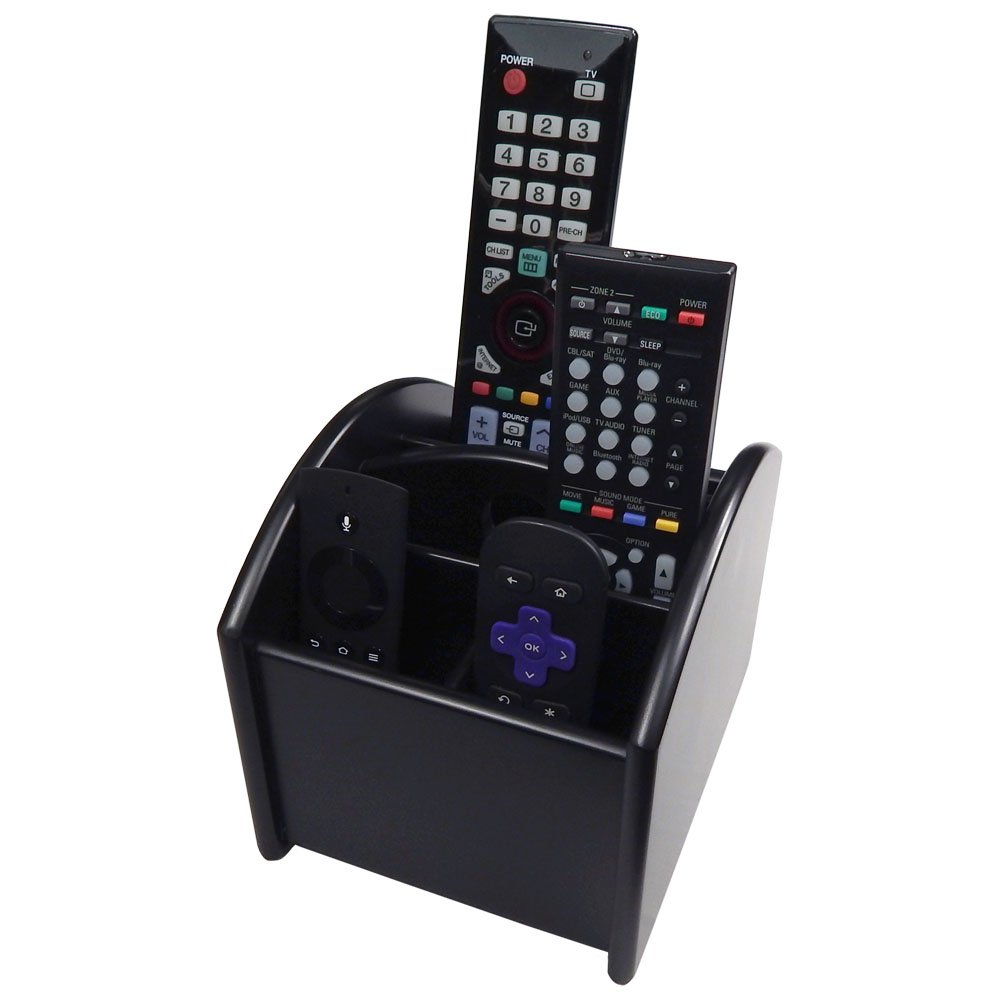 Launch Innovative Products Ralph TV Remote Control Wood Caddy with Revolving Valet Organizer