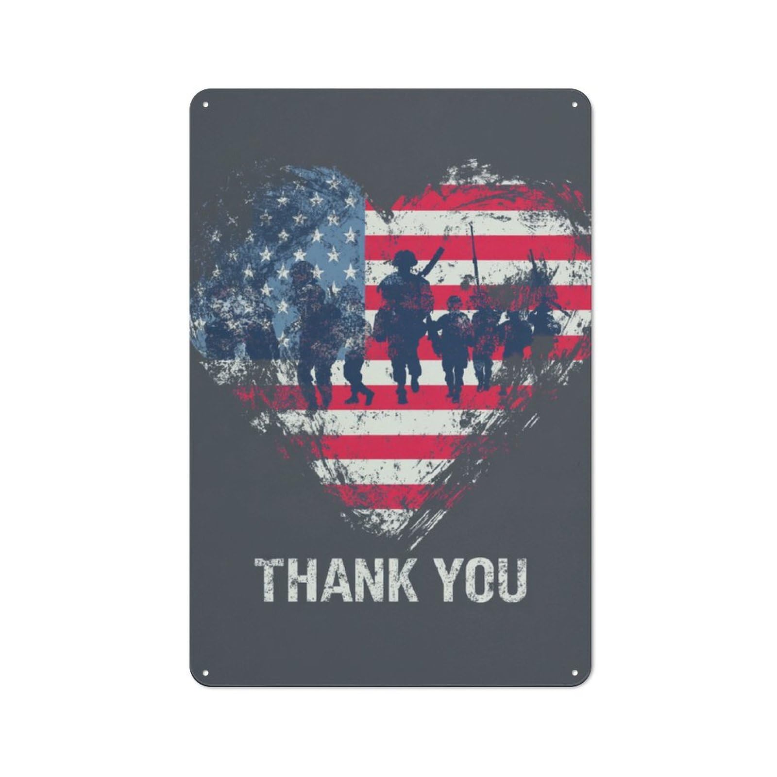 Junmoney Thank You Heroes Understated Decorative Metal Sign 30X20cm Featuring Study Room Decor For Workspace, Cafe, Shop Or Desk Area