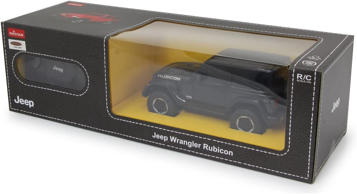 Jamara 405196 Jeep Wrangler JL 1:24 Black 27 MHz Officially Licensed, up to 1 Hour Drive at Approx. 7 km/h, Perfectly replicated Details, Workmanship