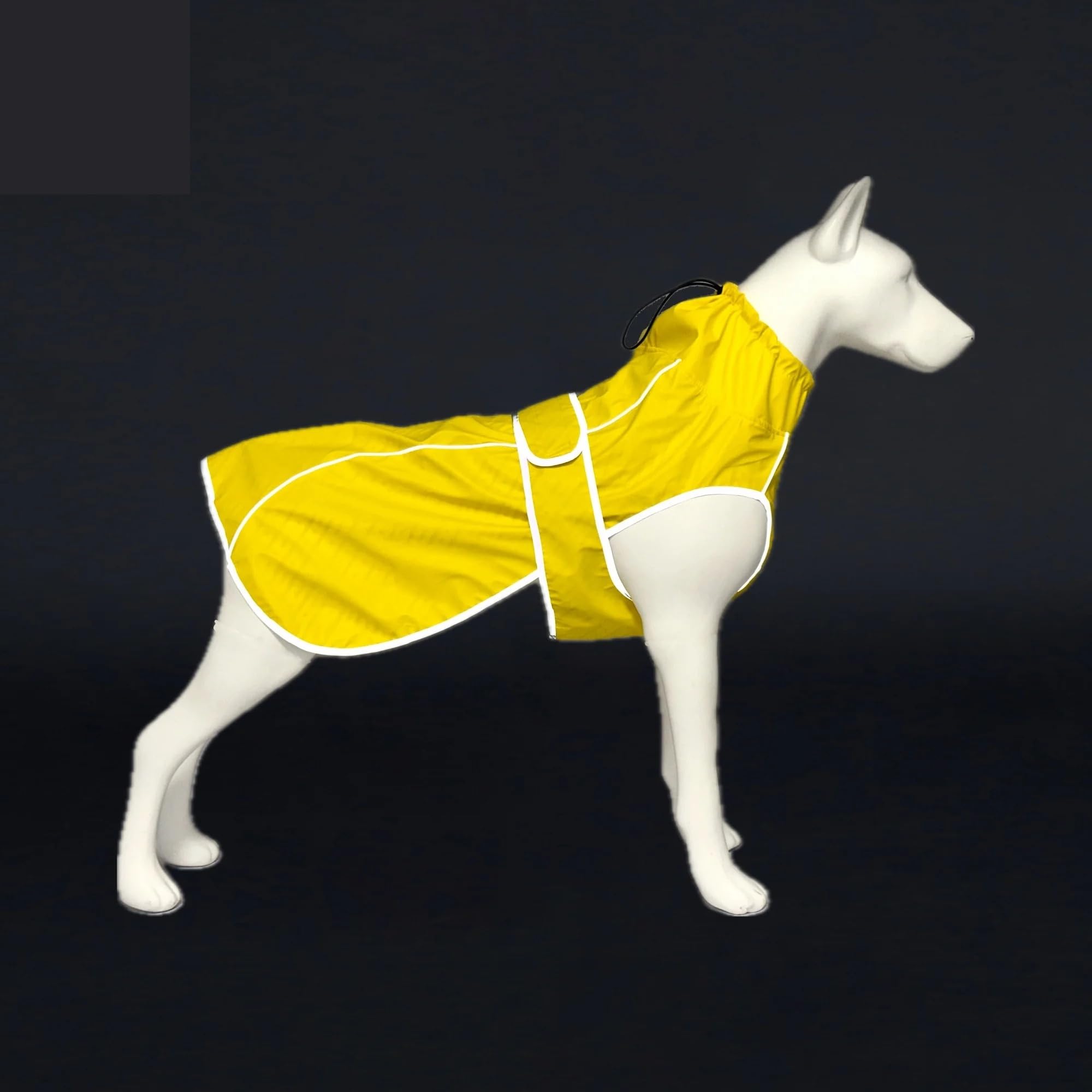 Impermeabile for cani impermeabile con strisce riflettenti e cappuccio regolabile - rosso, giallo, blu navy(YELLOW,3XL)