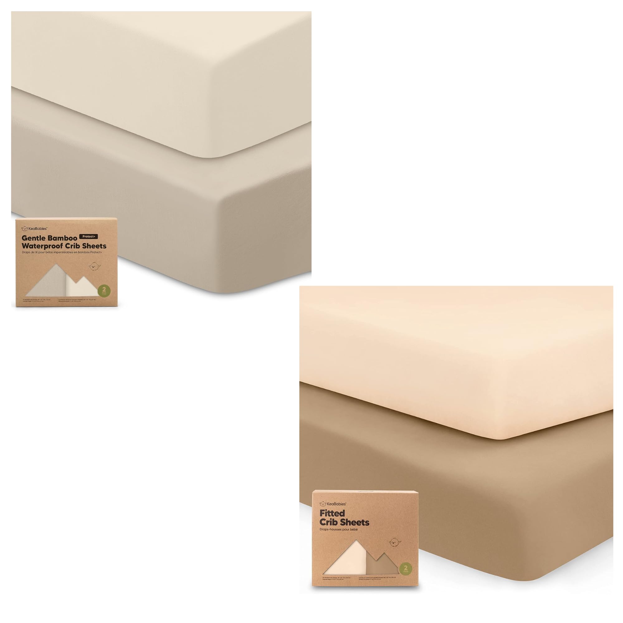 KeaBabies 2-Pack Organic Waterproof Crib Sheets - Bamboo Viscose Mattress Protector For Boys & Girls