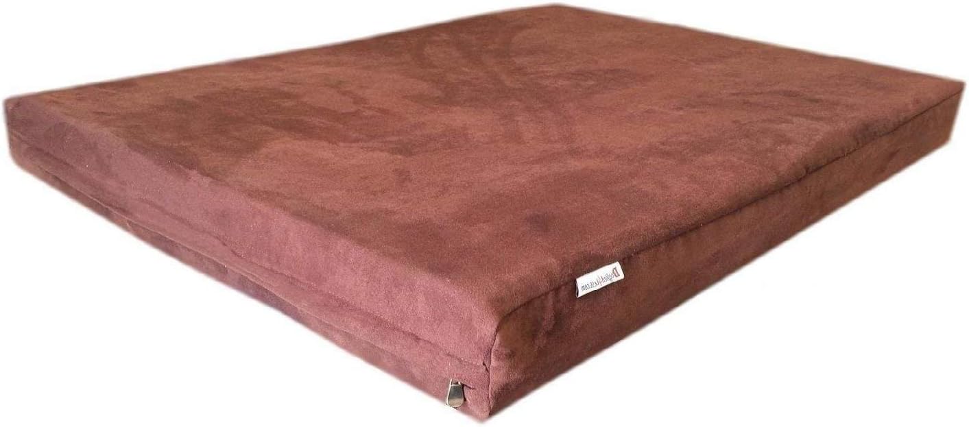 47''x29''x4'' Chocolate Brown Microsuede Fabric 100% Washable Resistant Anti Slip Luxury Comfort Replacement Dog Bed Zippered Duvet Gusset Case - Cover Only
