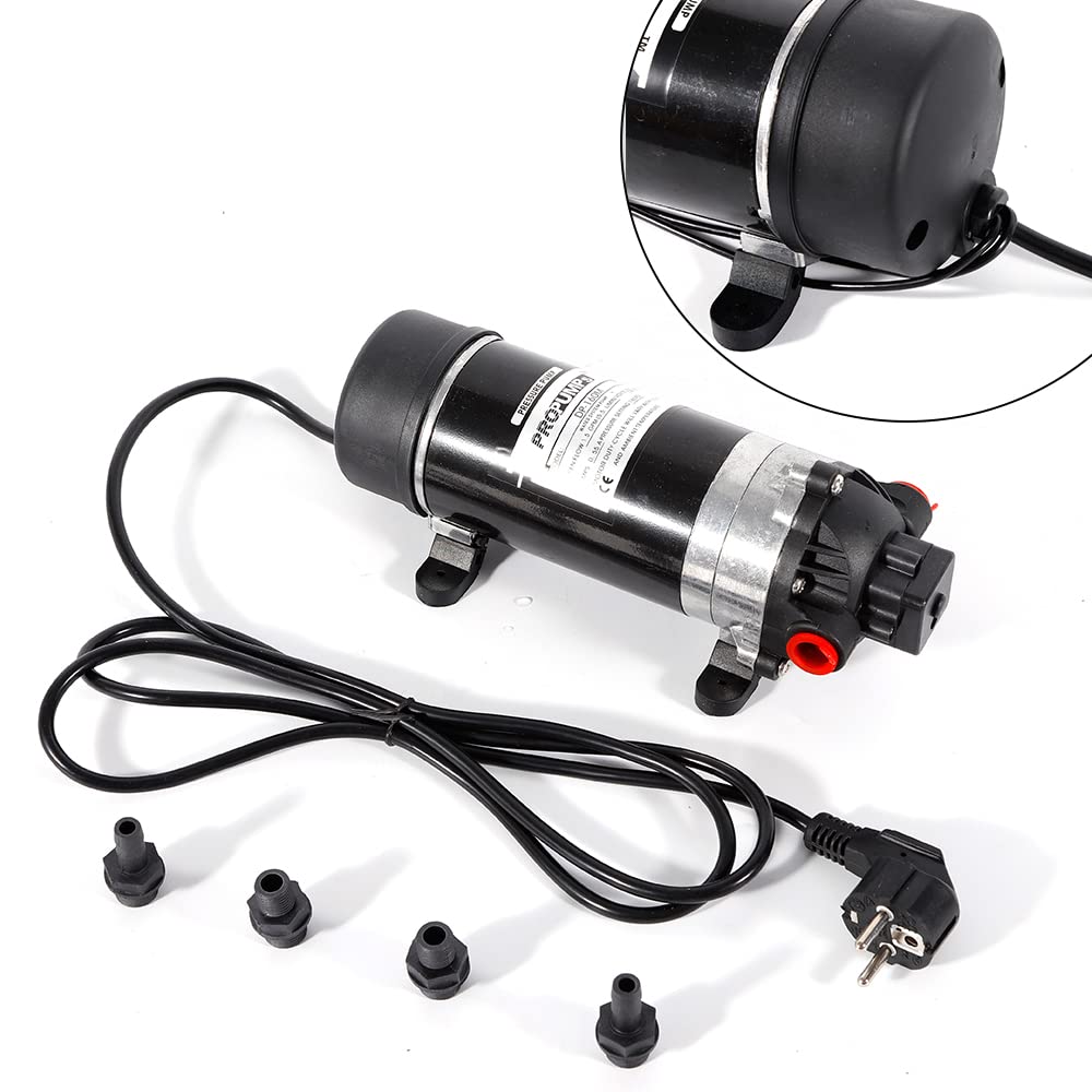 Bomba de diafragma 220 V DP-160M de alta presión con membrana de alta presión, bomba de aspersión autocebante, 5,1 – 5,5 L/min para tratamiento de agua, máquina de filtro, dosificación química y