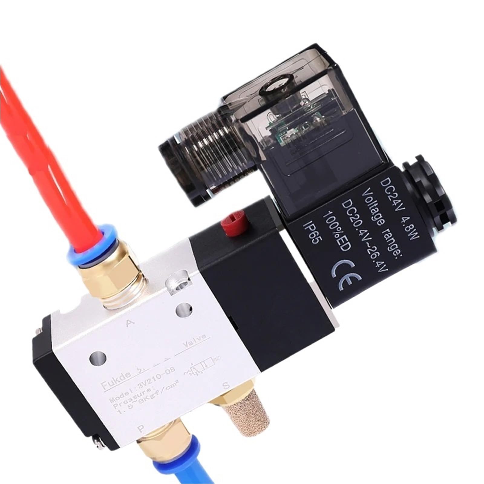 Válvula solenoide neumática de 3 vías con cuerpo de aluminio resistente de 12V