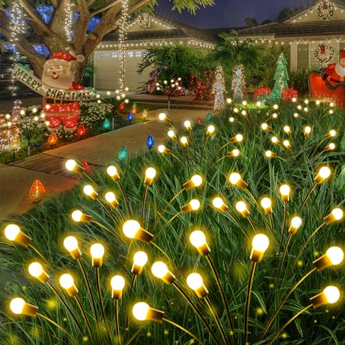 6-Pack Solar Outdoor Christmas Lights for Garden, 48 LED Firefly Solar Lights for Outside, Sway by Wind, Waterproof Swaying Solar Powered Yard Lights for Patio Garden Christmas Decorations(Warm White) 6-Pack Solar Outdoor Christmas Lights for Garden, 48 LED Firefly Solar Lights for Outside, Sway by Wind, Waterproof Swaying Solar Powered Yard Lights for Patio Garden Christmas Decorations(Warm White)