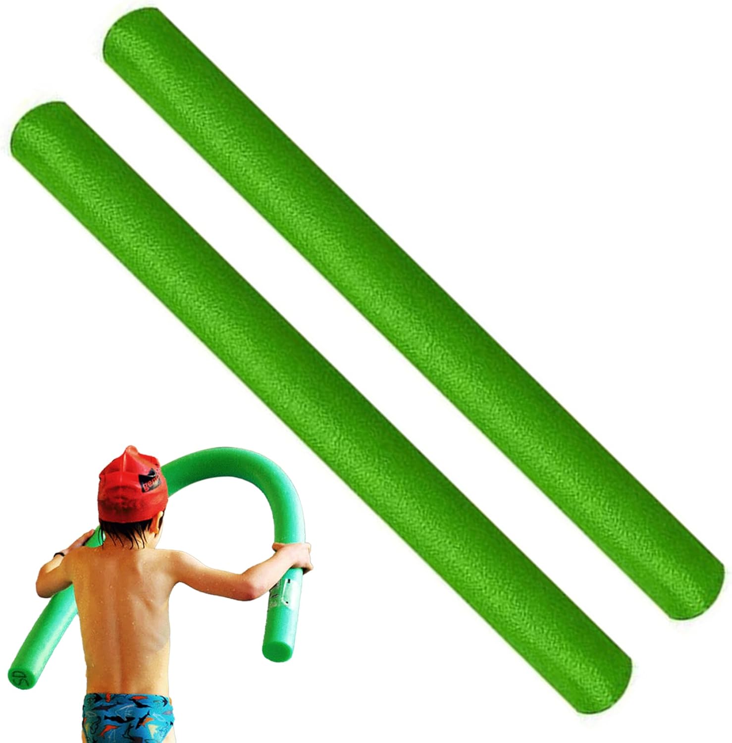 Pool Noodle 2PCS 59 Inch Soft Foam Noodle Waterproof Swimming Strong Buoyancy for Kids Adults Green