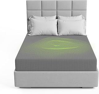 The Grounding Co. Fitted Terra Grounding Sheets Queen Size – Premium Organic Cotton Earthing Sheet with Silver-Infused Threads– for Sleep, Recovery & Wellness – Gray
