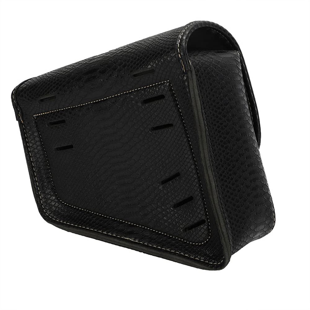 Sacoche de selle latérale gauche/droite pour moto en cuir PU, sac à outils universel pour bras oscillant avec forme stable de grande capacité, noir