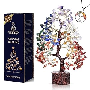 Chakra Crystal Tree of Life, Room Decor Home Decor Accessories, Crystals House Warming Gifts New Home, Get Well Soon Gifts, Healing Crystals, Money Tree with Necklace, Crystal Gifts for Women