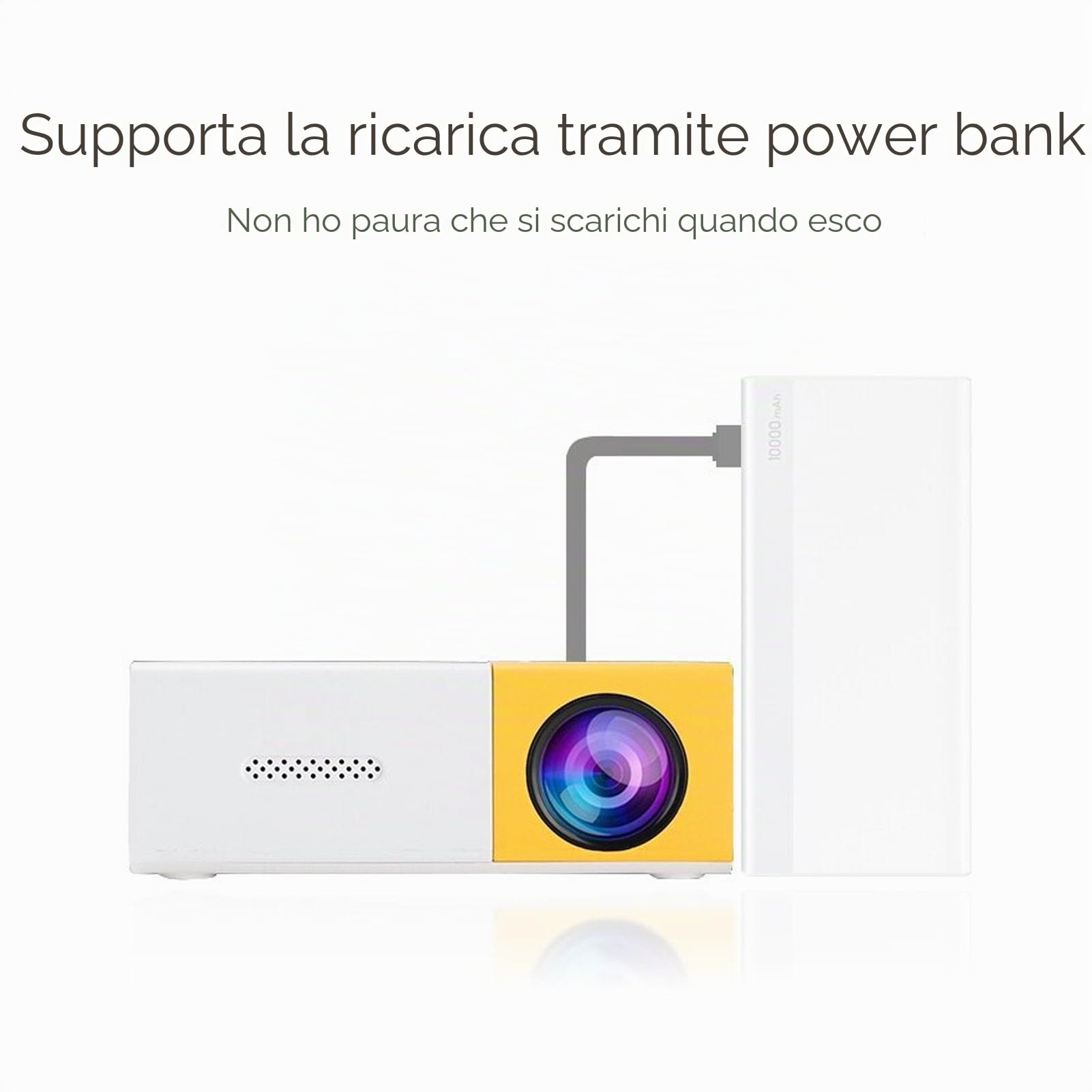 Mini Proiettore LED, Videoproiettore Home Theater Intelligente WiFi Full HD 1080P con Porte Multiple, Proiettore di Film Portatile da Viaggio per Esterni per PC Tablet (Spina