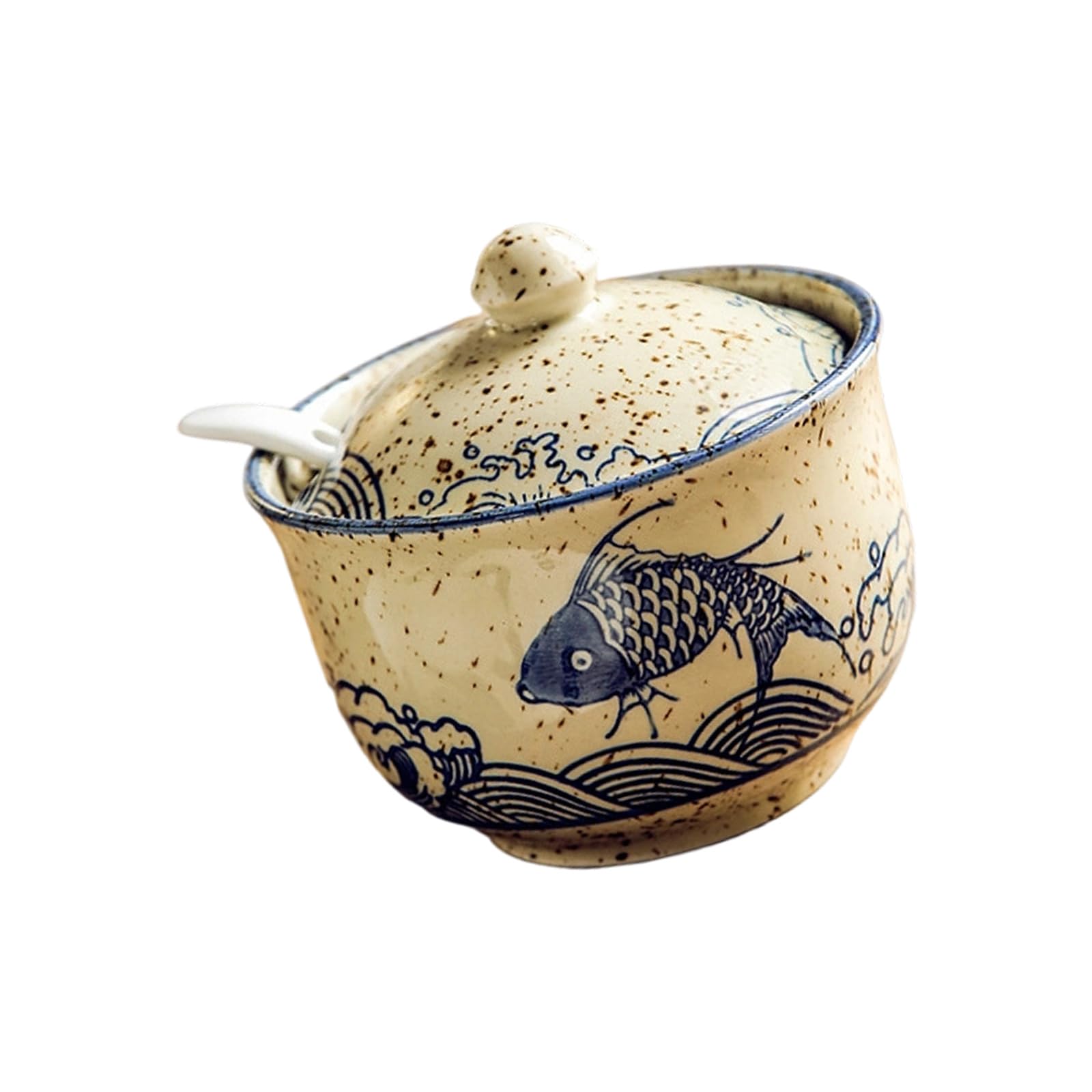 Kalttoy Ceramic Sugar Storage Jar with Salt Glaze Finish for Kitchen Organization Airtights Seal Prevents Kitchen Jar