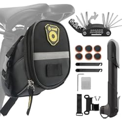 Kit Pinchazos Mtb Fengzio Bolsa Bicicleta con Mini Bomba para Bicicleta y 16 en 1 Bicicleta Multiherramienta Kit De Parche De Bicicleta Son adecuadas para Bicicletas de montaña, Autos de Carrera