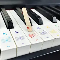 Adesivos de teclado de piano para teclas 88/61/54/49/37. Colorido, bastão, notação musical numerada; conjunto completo de notas musicais para teclas brancas e pretas; transparentes e removíveis