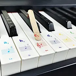 Adesivos de teclado de piano para teclas 88/61/54/49/37. Colorido, bastão, notação musical numerada; conjunto completo de notas musicais para teclas brancas e pretas; transparentes e removíveis