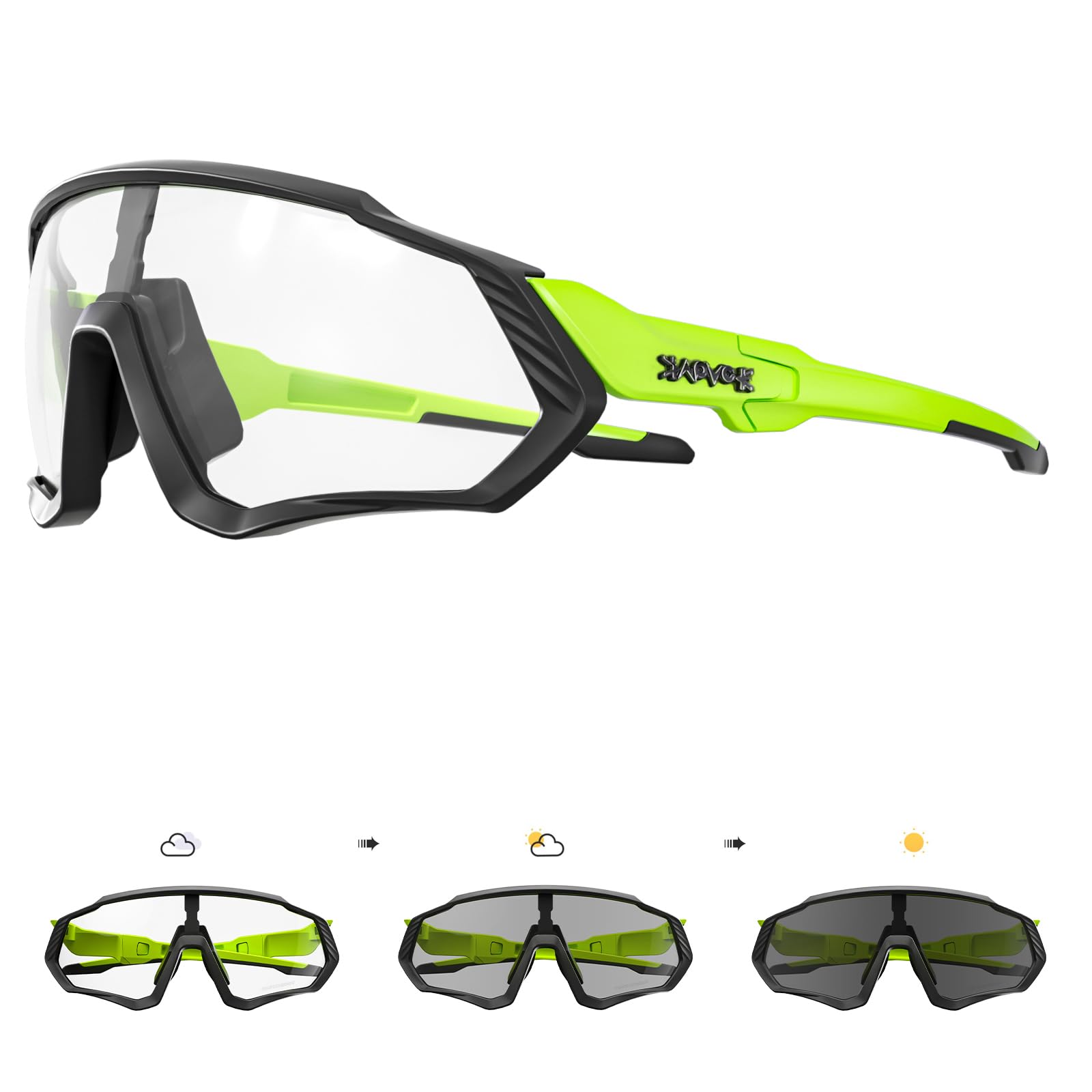 KAPVOE Gafas de Ciclismo Fotocromáticas con TR90 Gafas de Sol Deportivas Mujeres Hombres Running Transparente MTB Accesorios de Bicicleta
