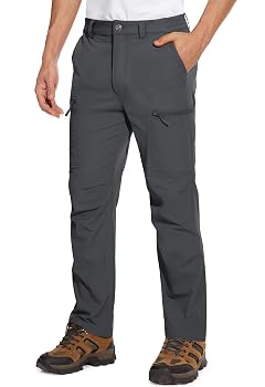 MAGCOMSEN Mens Hiking Pants 6 Pockets Water Resistant Ripstop Outdoor Pants Lightweight Quick Dry Fishing Work Pants