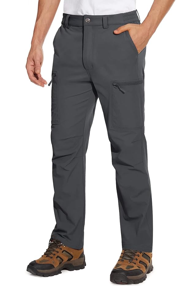 MAGCOMSEN Mens Hiking Pants 6 Pockets Water Resistant Ripstop Outdoor Pants Lightweight Quick Dry Fishing Work Pants