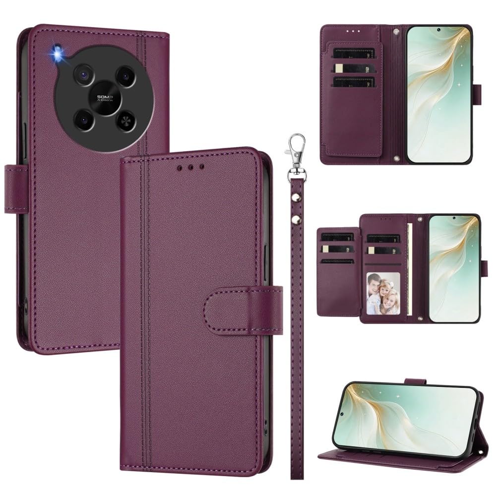 Generic Funda compatible con TCL NxtPaper 70 Pro (color: morado oscuro) de piel con tapa magnética estilo cartera estilo cartera funda trasera