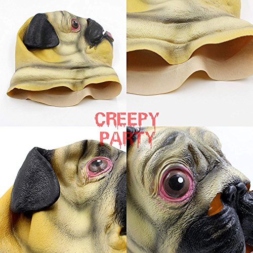 CreepyParty Halloween Kostüm Party Tierkopf Latex Maske Mop Hund Bulldogge Karneval Masken