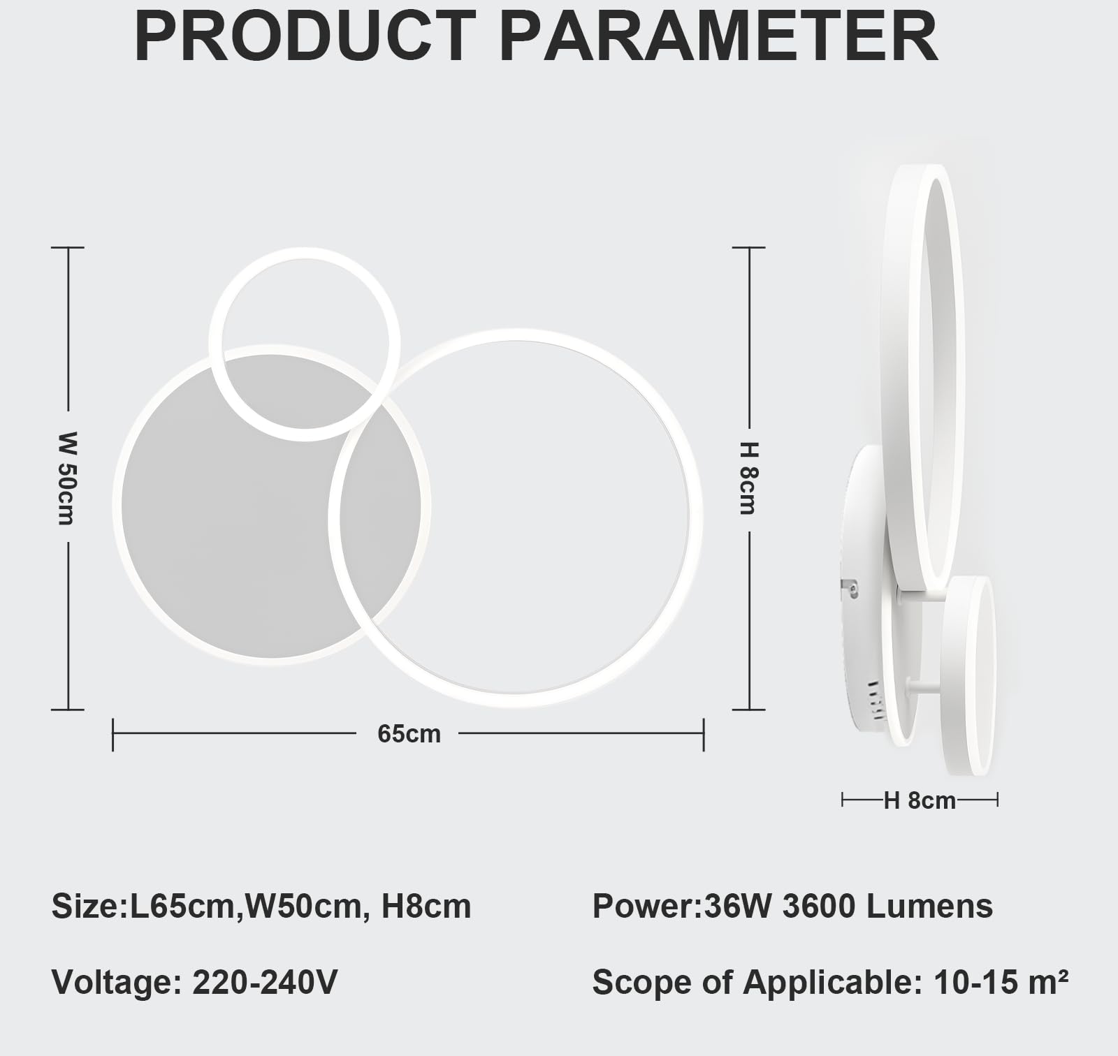 Plafon LED Techo, 54W Lamparas Techo Salon Moderna, Lampara de Techo Regulable 3000k-6000K, 65CM Luz de Techo LED Redondas para Dormitorio Cocina Salon Comedor Pasillo