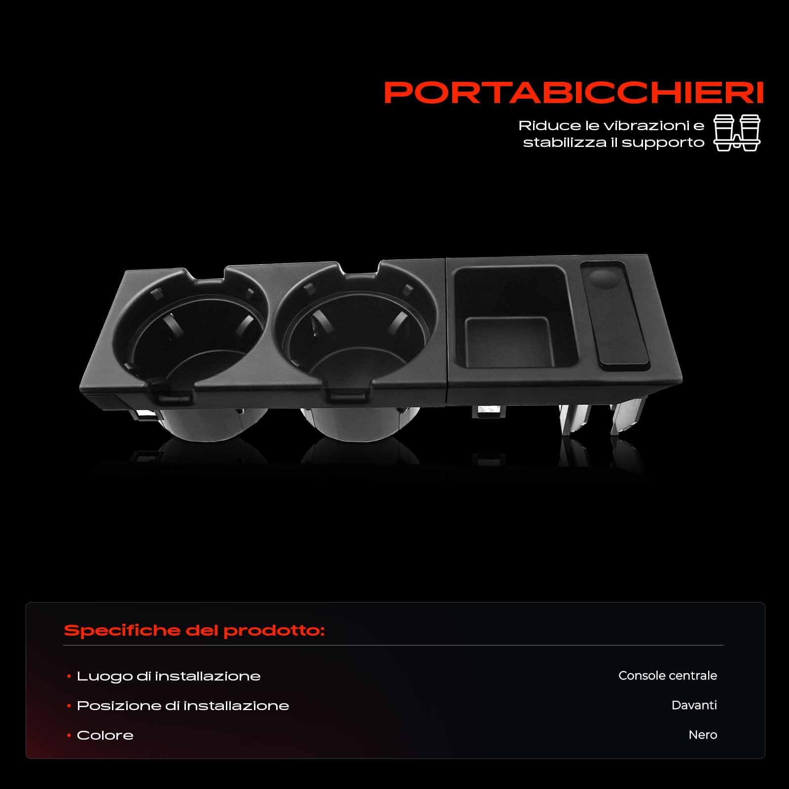Frankberg Portabevande Portabicchieri Compatibile con Serie 3 Compact E46 Serie 3 Touring E46 Serie 3 E46 Serie 3 Cabriolet E46 Serie 3 Coupé E46 Replace# 51168217953