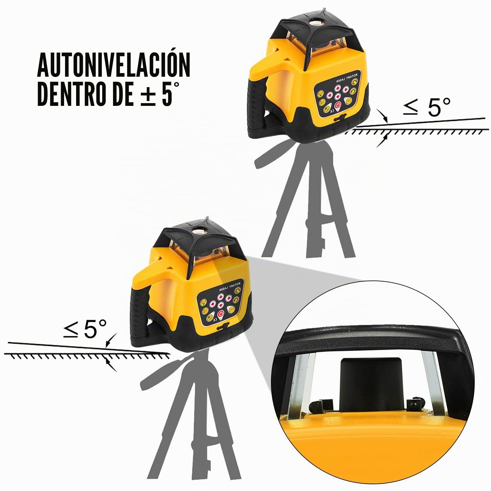 Kit de nivel láser rotativo kit láser rotativo digital de nivel automático Red Beam rango 500m con control remoto y receptor