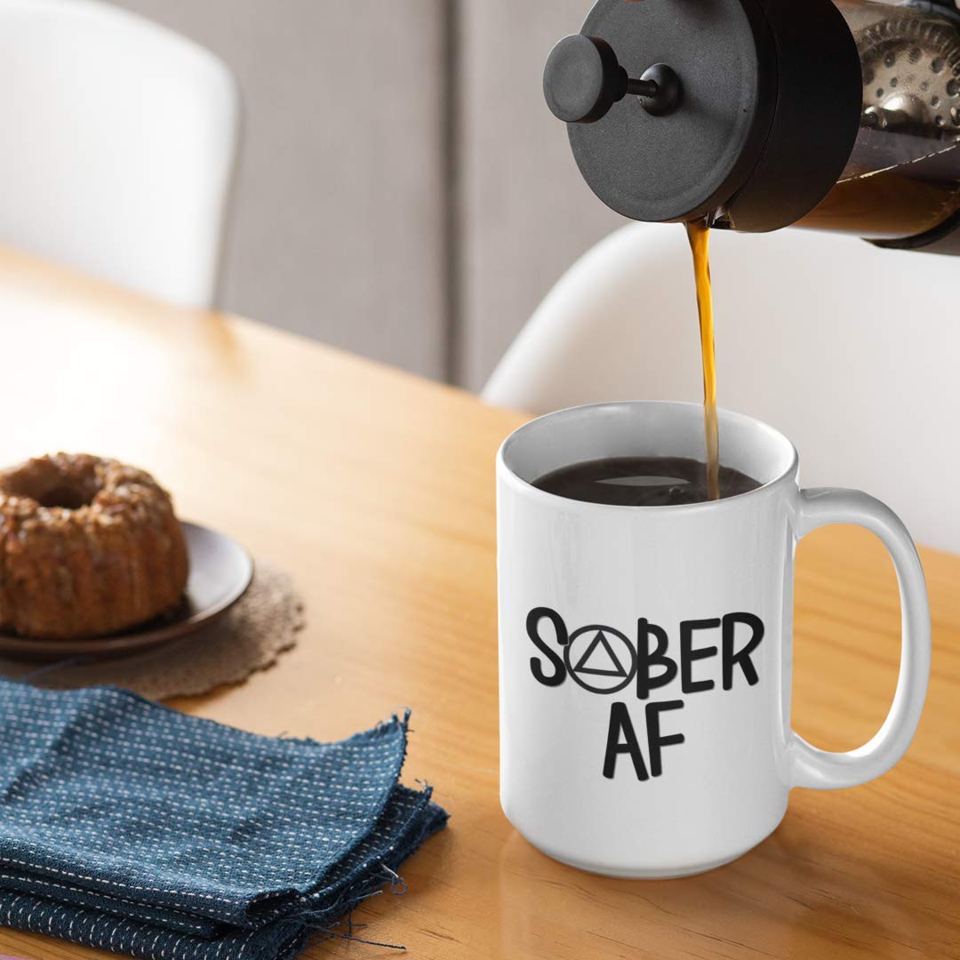 Amazon.com: Sober Af Mug Soberversary AA Chip Funny Sobriety Recovery 11 or  15 oz White Ceramic Coffee Tea Cup for Men or Women : Home & Kitchen