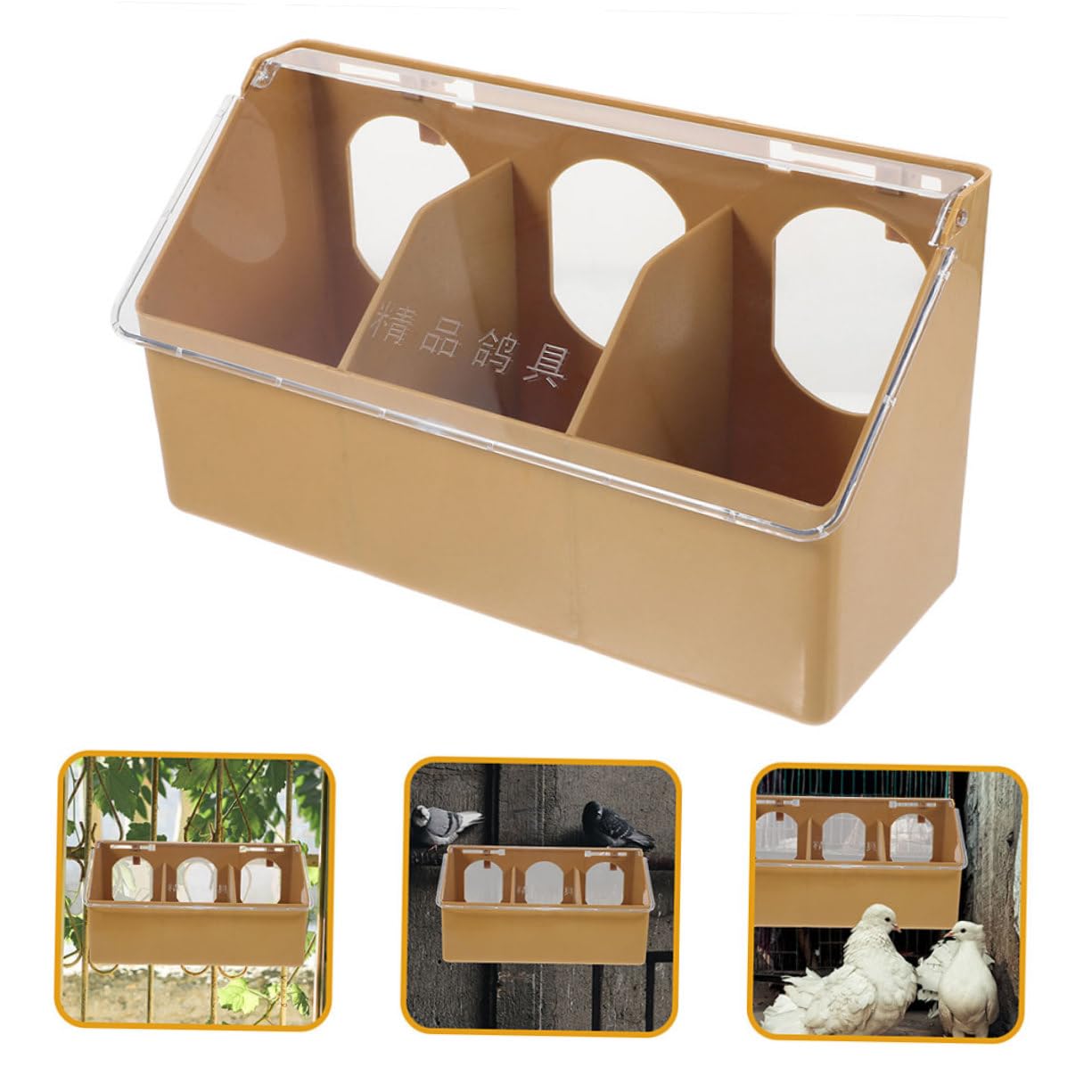 2 Comederos Multifuncionales para Pájaros y Loros, Soporte Resistente de Plástico Marrón para Jaulas de Mascotas, Fácil de Limpiar, Paquete de 2 Unidades