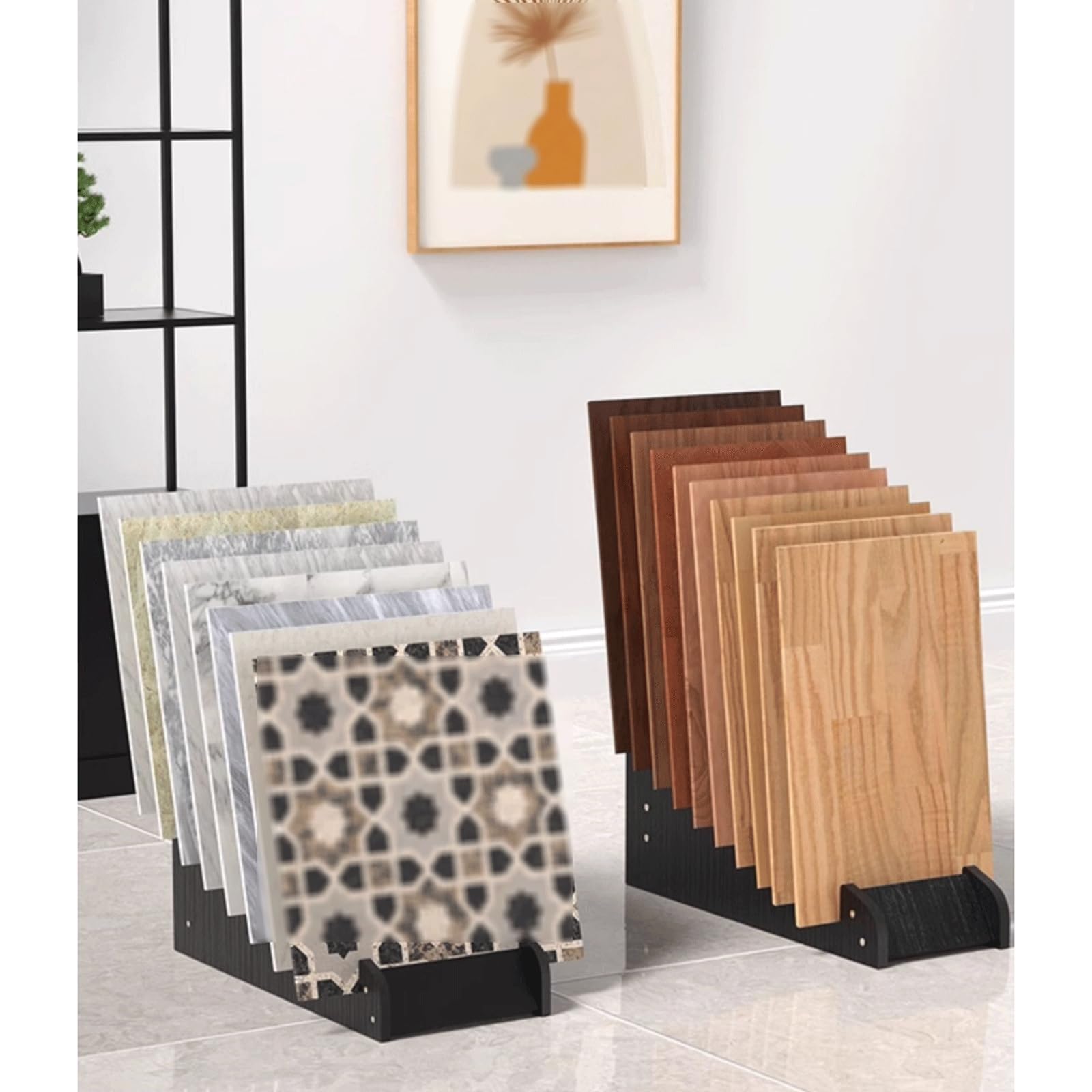 Heavy Duty MDF Stojak na płytki do próbek kwarcowych i twardego drewna, wielopoziomowy organizer półkowy dla sklepu detalicznego i targów, łatwy montaż w projektowaniu przestrzeni
