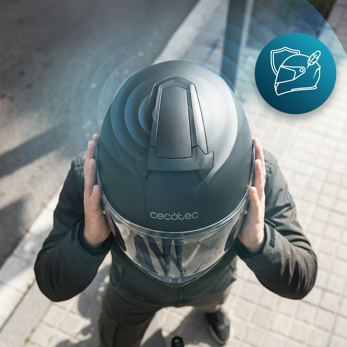 Cecotec Casco Moto Modular con Visera FlexShield S. Homologación ECE 22.06, Doble Certificación P/J, Resina Termoplástica, Visor Antiarañazos, Visor Solar Ajustable, Interior Desmontable y Lavable
