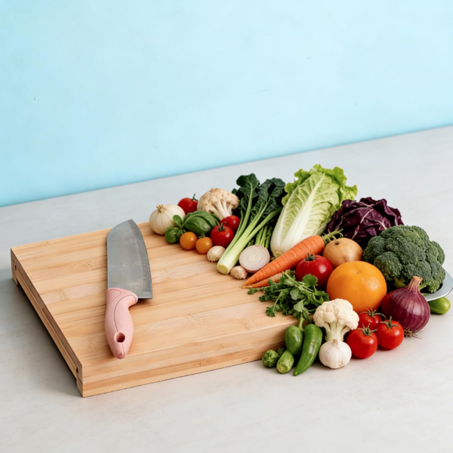 Wood Cutting Board with Slide Out Trays, 2026 Solid Wooden Butcher Block with 2 Removable Drawers, Catches Food and Waste, Multi-Functional Bamboo Chopping Board for Kitchen Cooking Prep