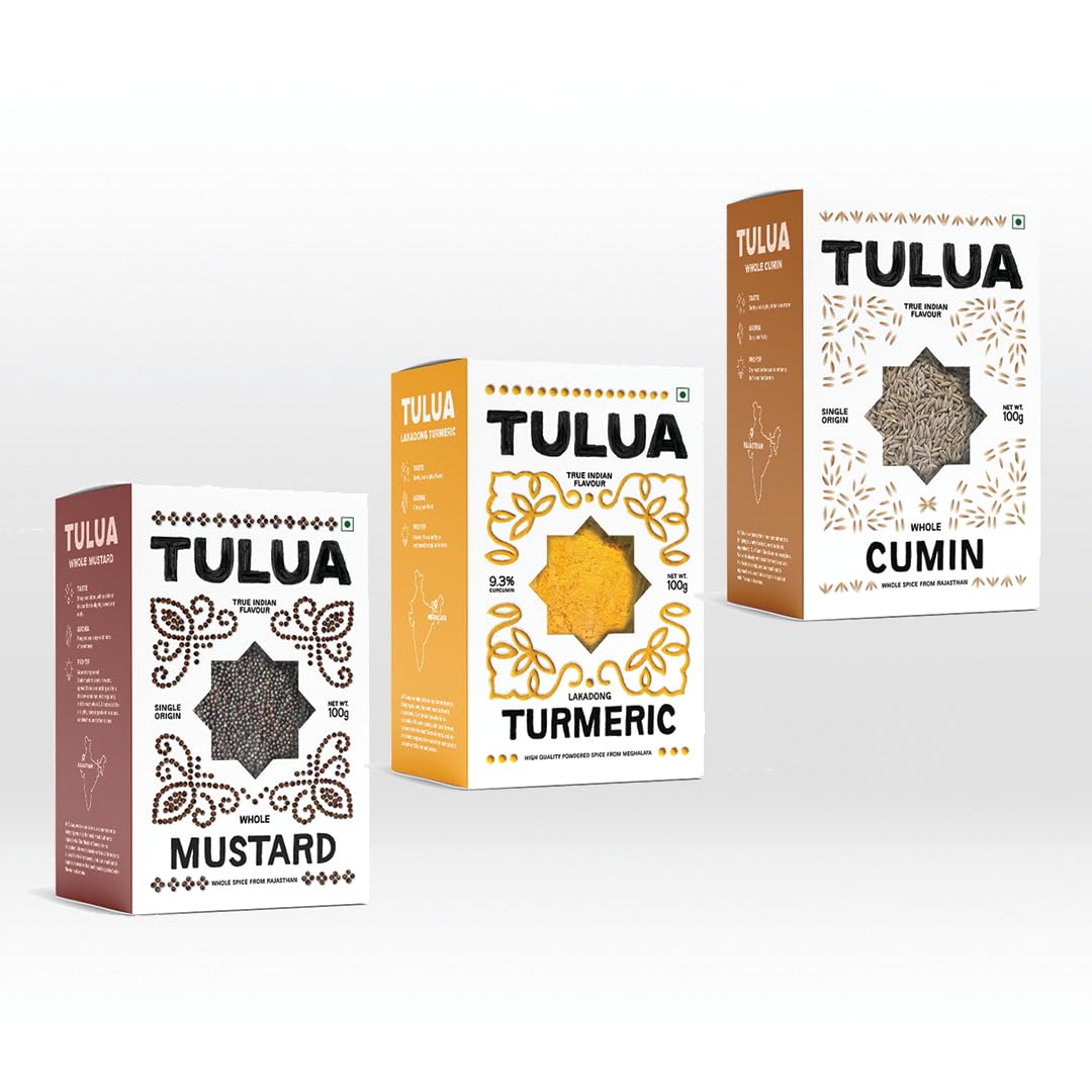 Tulua Daily Essential Spices Combo Pack of 3 | Lakadong Turmeric Powder, Cumin Seeds, Mustard Seeds (1x100gm Each) | Natural & Organic | Home Cooking Spice Mix (B0CD7DRVNC) Amazon Price History, Amazon Price Tracker