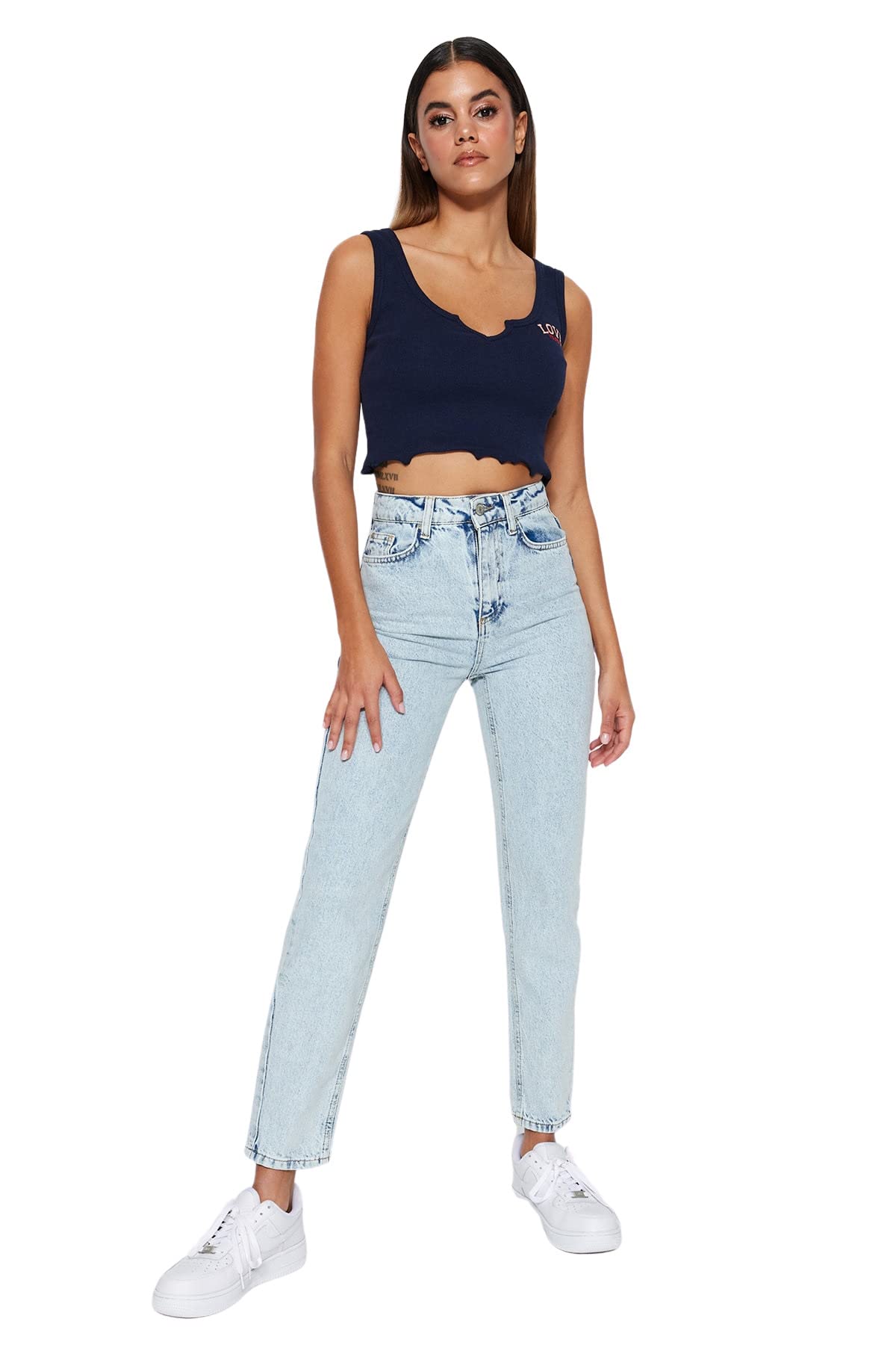 Trendyol Trendyol Damen Gerade Mama Hohe Taille Jeans - Jeans - Moderne - Femme