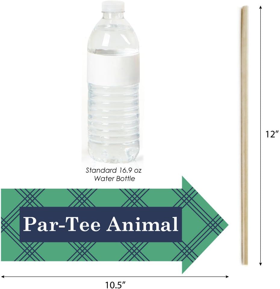 Funny Par-Tee Time - Golf Photo Booth Prop Kit, DIY Setup - 10pc | Golf Outing Party Decorations, Arrow and Speech Bubble Shapes for Adults or Kids, Prop Sticks Included, USA-made