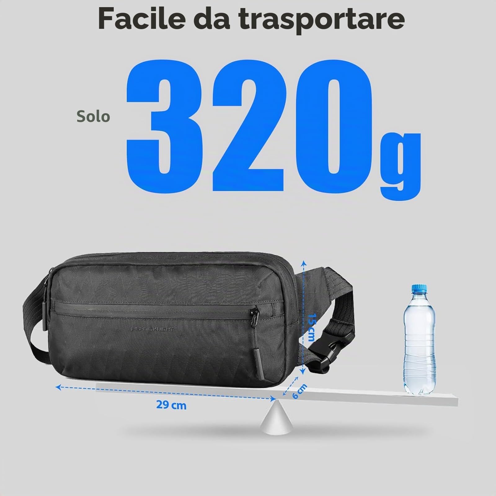 hk Borsa a Tracolla Impermeabile da Uomo e Donna, Borsa a Tracolla Leggera | Antisfondamento con Ampia Capienza Borsa a Spalla per Quotidiano Passeggiate Viaggi Vacanze e Attività all'aria Aperta, Nero