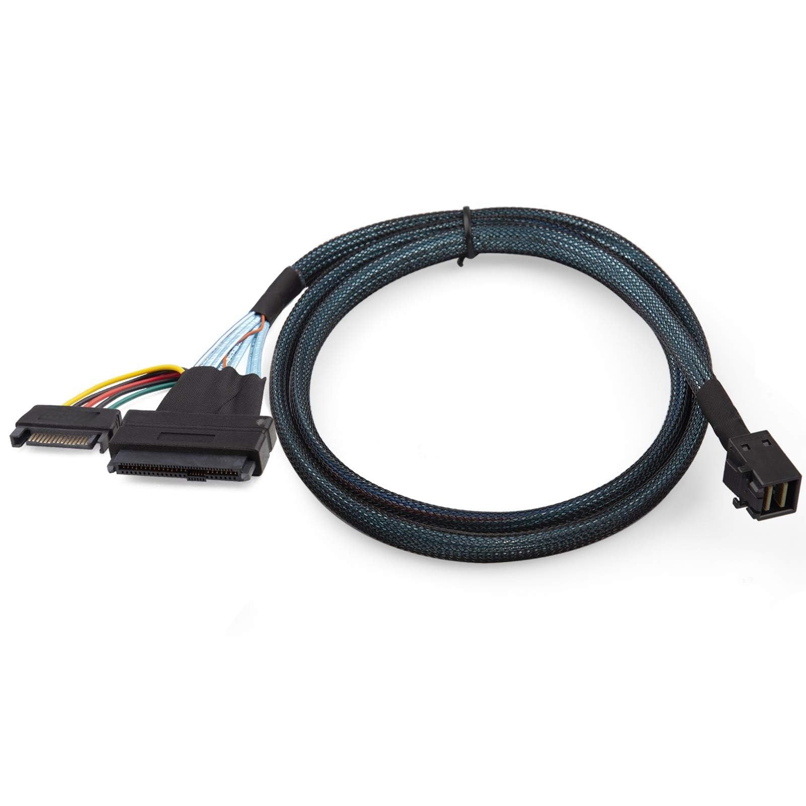 THE WHITE SHOP Internal Mini SAS HD SFF-8643 to U.2 SFF-8639 NVMe SSD Cable with 15 pin Male SATA Power Connector, PCIe 4.0, 12Gbps, 85 Ohm, 1-Meter (3.28ft)
