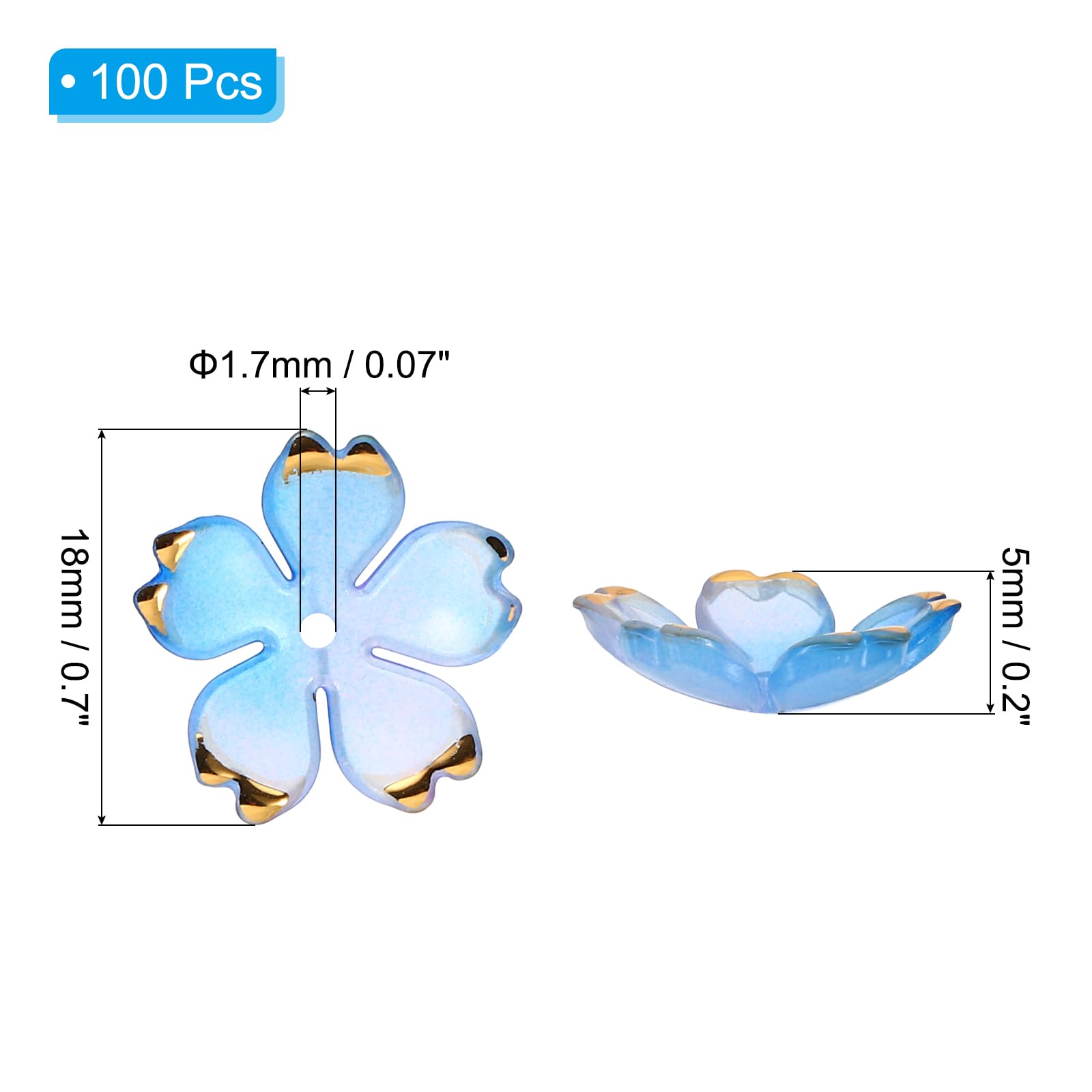 PATIKIL Acrylic Flower Beads, 100 Pcs 18mm Gold-Plated Gradient Cherry Blossom Floral Spacer Beads for Bracelets Earrings - Image 2