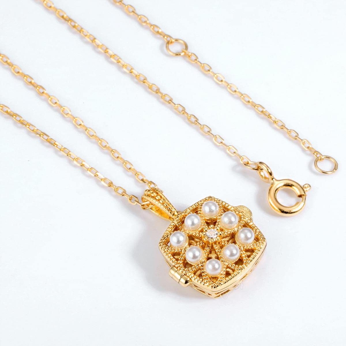 Luxury Pearl Pendant Necklacce Box Hollow S925 Sterling Silver Pendant 9K Gold Women's Accessories Necklace Fine Jewelri