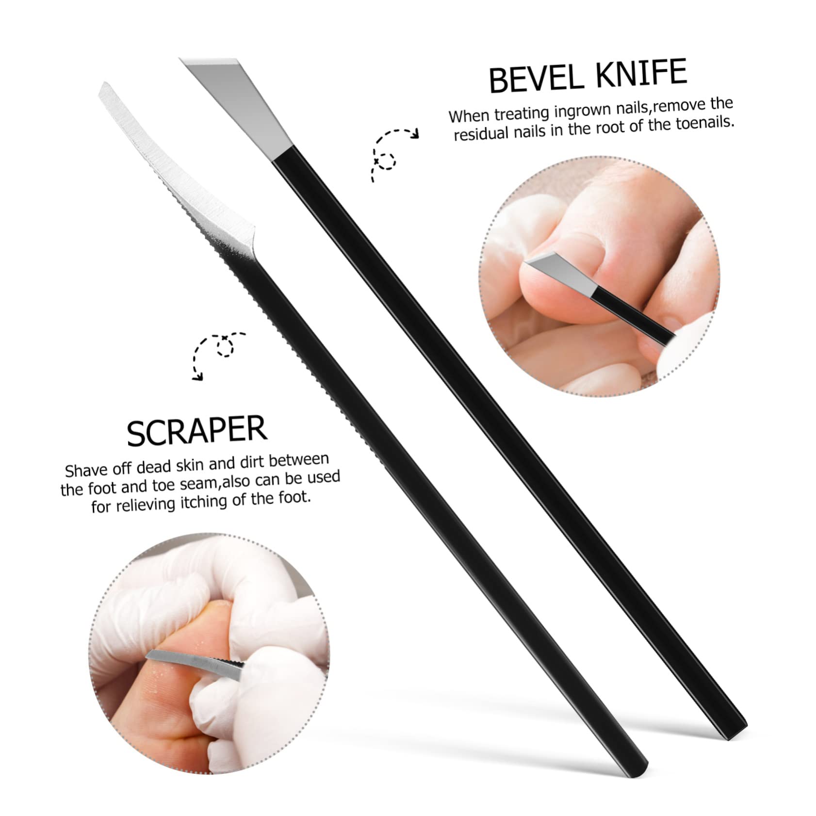 OSOLADY Sets for Women 5 Piece Foot Knife Set Cuticle Tools Foot Razor Remover Toe Separators Skin Scraper